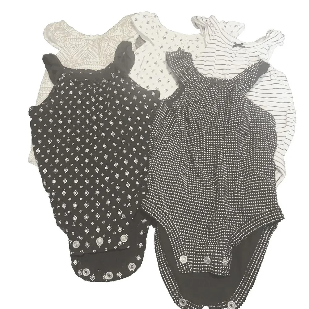 NEW Carters 5pc Set -Newborn-3m Baby Girl Dressy Romper Polkadots Stripes